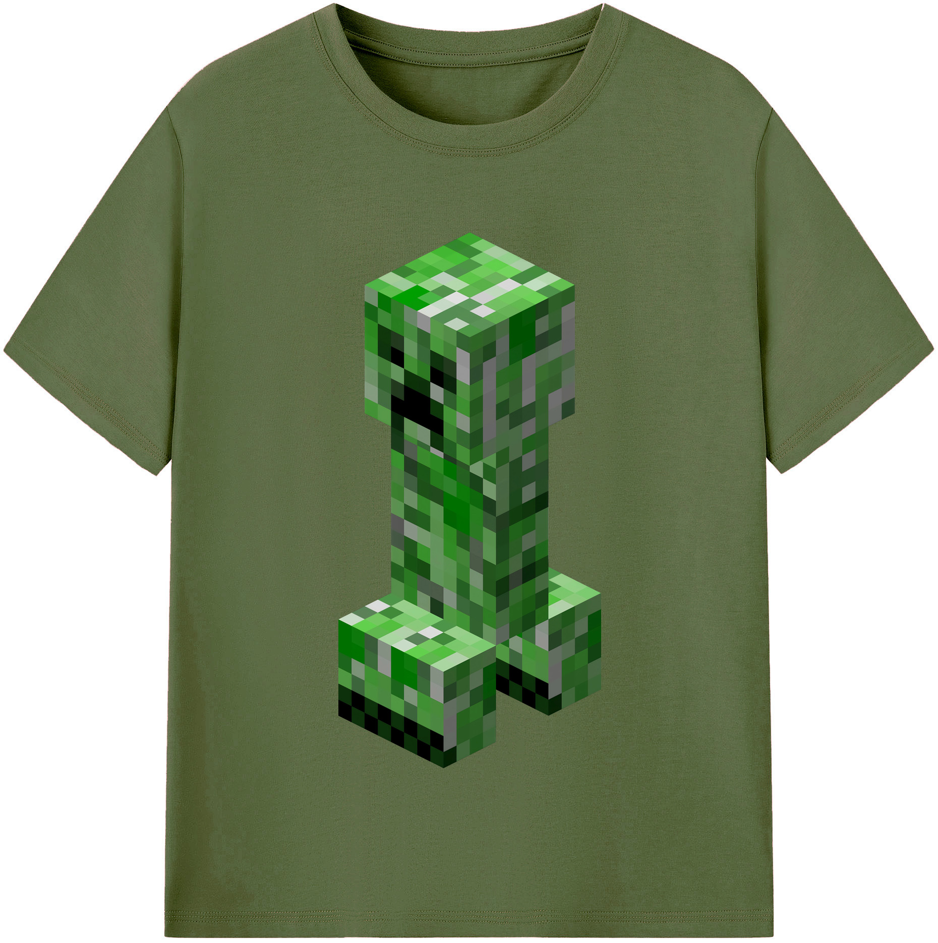 （画像用） マインクラフト ブロックの世界 Minecraft MC Block world 綿100％半袖Tシャツ（フロントプリント）